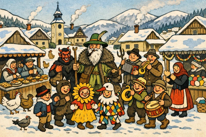 Masopustní průvKrakonoš opět zavítá do Harrachova – 78. ročník tradiční slavnosti